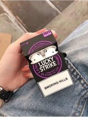 Lucky Strike Black & Purple Cigarette Pack AirPods Case - Protective Silicone